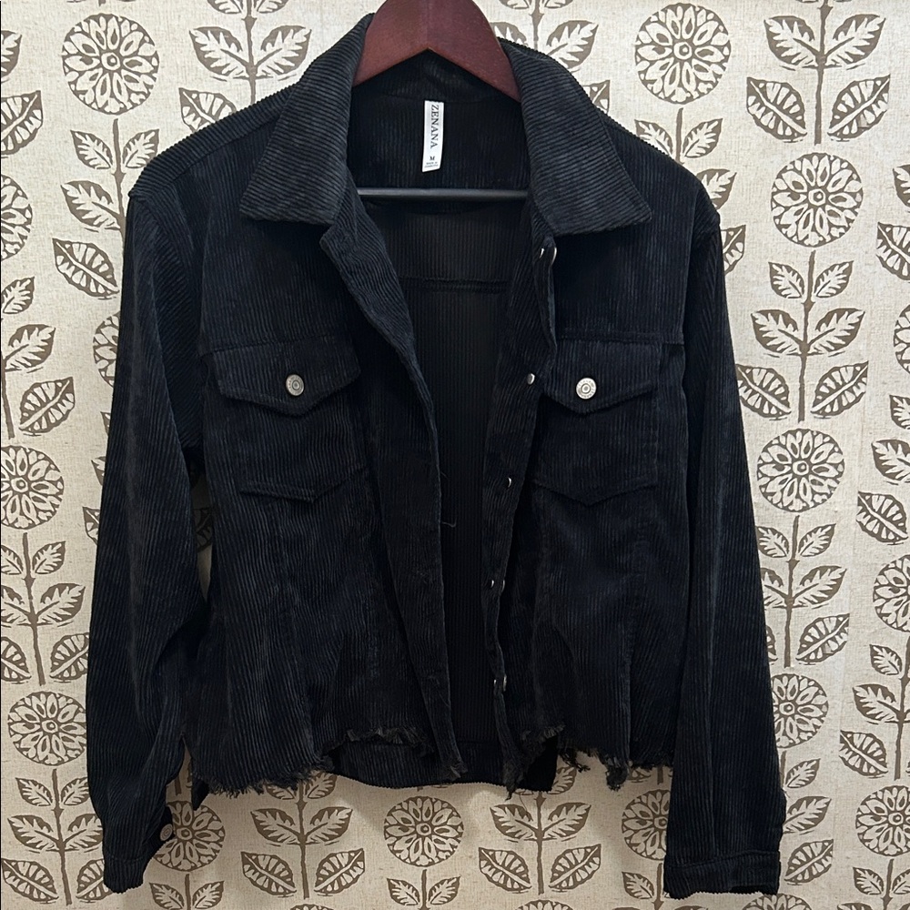 Zenana Outfitters Black Corduroy Jacket